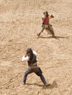 Sheriff and Cowboy gunfight at Mini Hollywood, Almeria, Spain